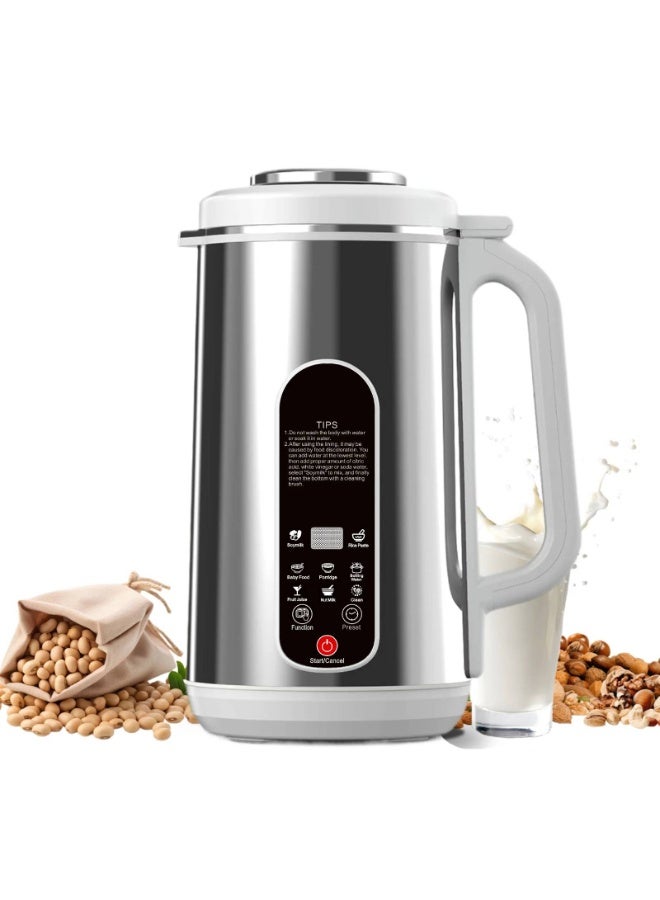 8 in 1 Stainless Steel Nut Milk Maker 1200ml Soy, Oat, Almond, Coconut & Plant-Based Milk Machine, Hot & Cold Drinks, Baby Food, Auto Timer - Image 1