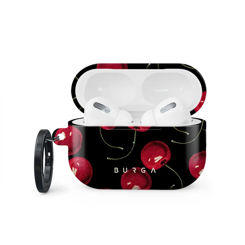 بورجا جراب حماية أنيق لهاتف آبل إيربودز برو  من بورجا بتصميم كرزي، غطاء شحن مع إضاءة مرئية، مقاوم للخدش والصدمات