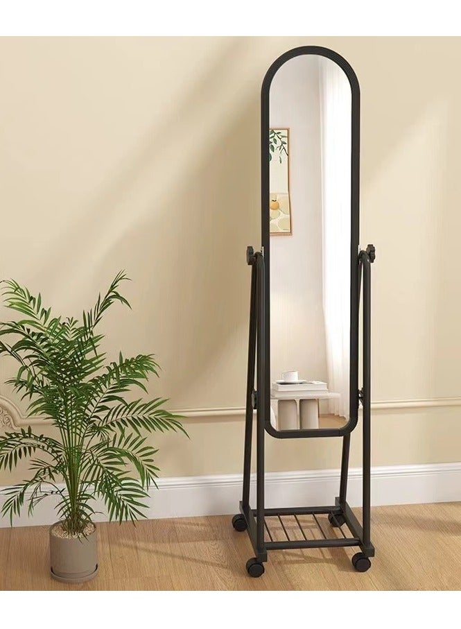 Full Length Mirror Floor Standing Mirror Makeup Mirror Vanity Mirror with Bracket, Vertical Full Body Mirror with Wheels Storage Rack Wall Mounted Mirrorfor Bedroom Bathroom Clothing Store (35*40*160CM) - Image 3