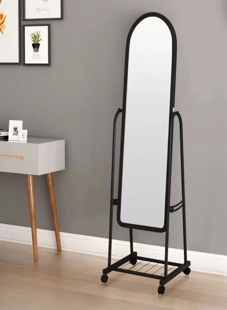 Full Length Mirror Floor Standing Mirror Makeup Mirror Vanity Mirror with Bracket, Vertical Full Body Mirror with Wheels Storage Rack Wall Mounted Mirrorfor Bedroom Bathroom Clothing Store (35*40*160CM) - Image 4