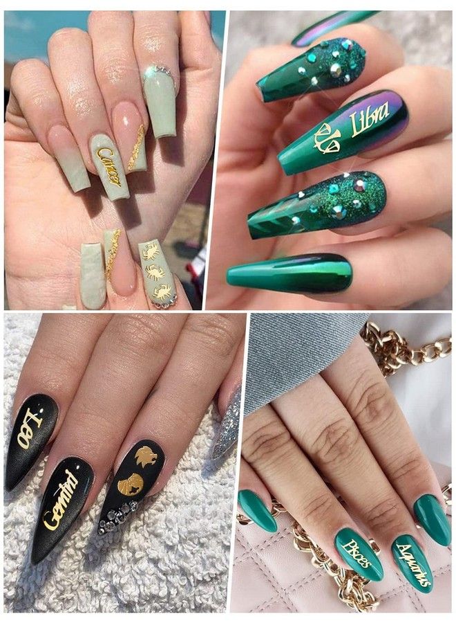 EBANKU 2 Boxes Zodiac Nail Charm 3D Gold Twelve Constellation Charms For Nail Art Alloy Nail Sequins For Nail Art Decoration - Image 4