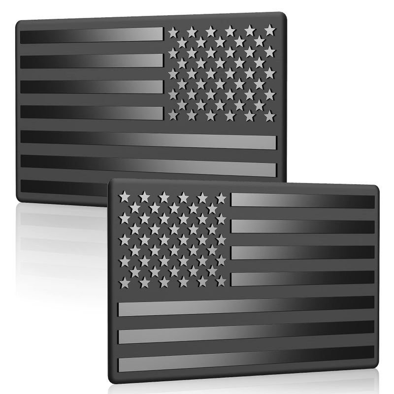 Hadwoer 2 Pack Car American Flag Sticker Black 3D US Decal for Vehicles 5x 3 Small USA Bumper Emblem Sticker Compatible with Jeep Trucks RV SUV and More One Left and One Right - Image 3