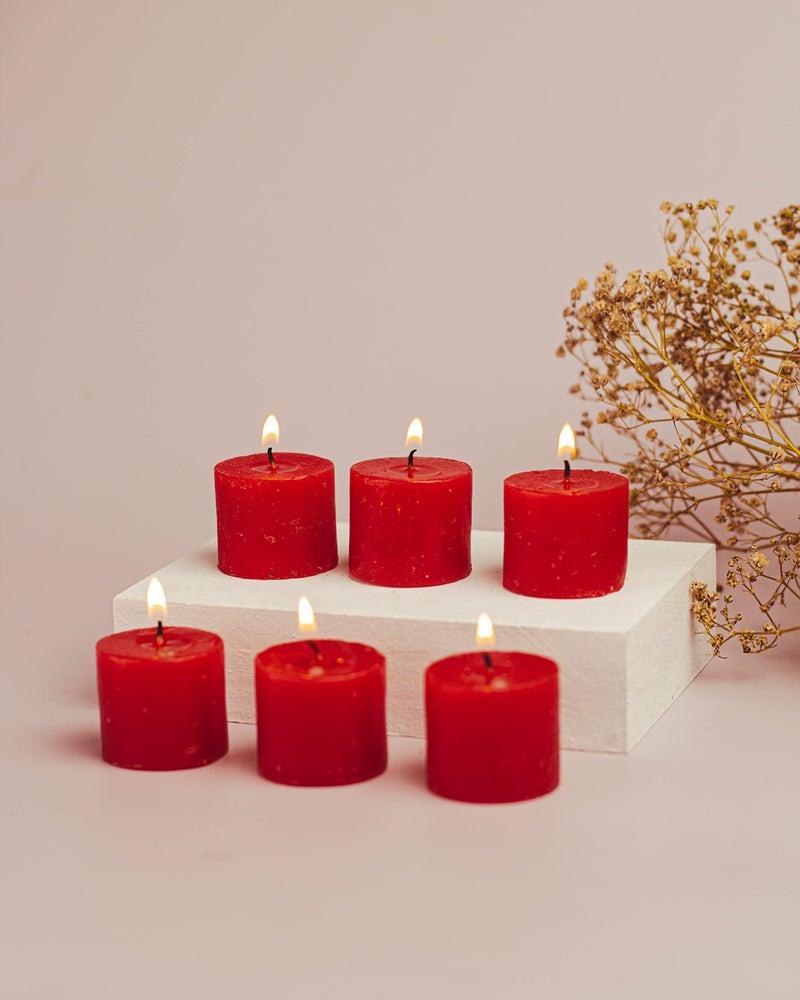 AURA DECOR AuraDecor Fragrance Votive Candles || Smokeless Scented Candle || Aroma Candles || Candles for Decoration || Wedding Candle || Burns Upto 8 Hours (Pack of 6) (Raspberry) - Image 1