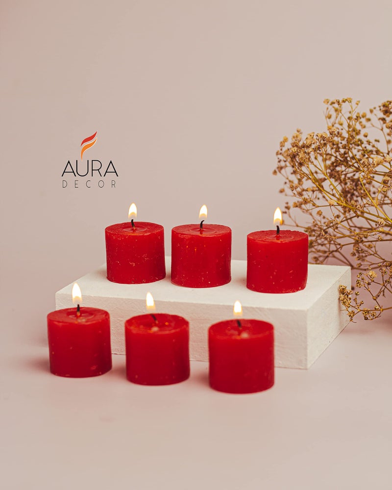 AURA DECOR AuraDecor Fragrance Votive Candles || Smokeless Scented Candle || Aroma Candles || Candles for Decoration || Wedding Candle || Burns Upto 8 Hours (Pack of 6) (Raspberry) - Image 2
