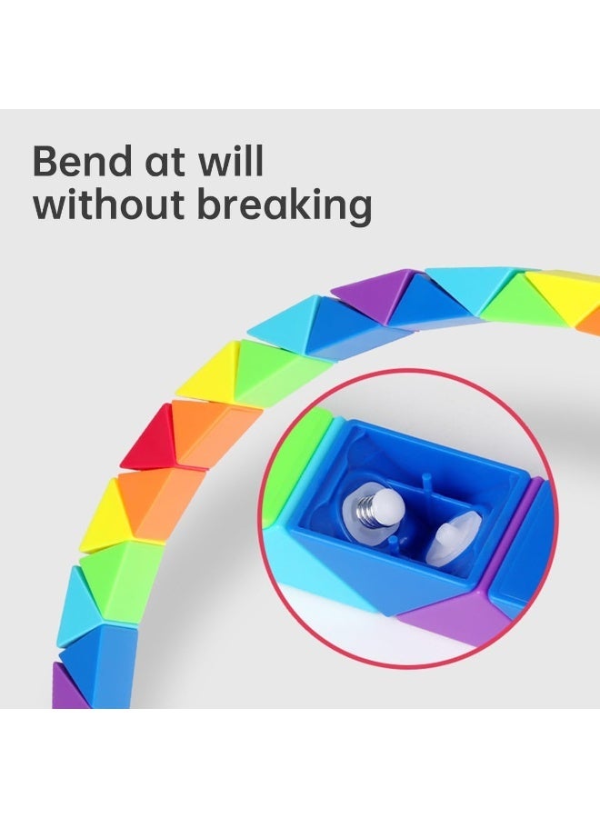 ECVV Magic Ruler Fidget Snake Cube Twist Puzzle Magic Snake Sensory Toys Collection Brain Teaser, Dice Fidget Toys for Kids Adults Teens(24 Sections: 42cm) - Image 1