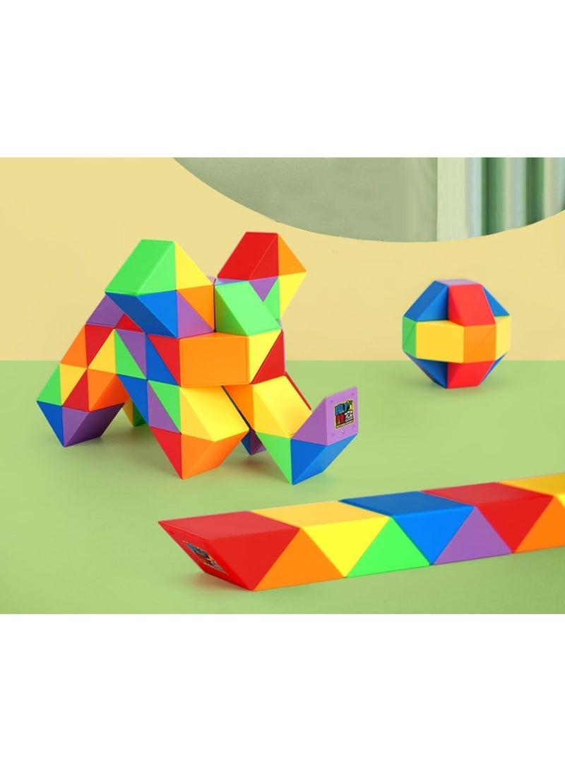 ECVV Magic Ruler Fidget Snake Cube Twist Puzzle Magic Snake Sensory Toys Collection Brain Teaser, Dice Fidget Toys for Kids Adults Teens(24 Sections: 42cm) - Image 3