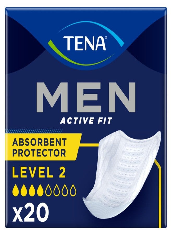 TENA MEN Adult Fit Guard Style| Adult Diaper Level 2 Active Fit| Absorbent Protector Pad | Medium Urine Leakage| Triple Protection from leaks,odour and moisture| Soft Cup Shape| Individually Wrapped| 20 Units × 6 | 120 Units (6)