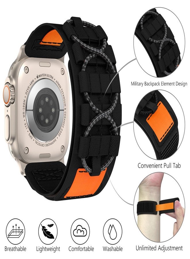FULLIFE Rugged Nylon Bands Compatible with Apple Watch Ultra 3/2/1 Bands 49mm for Men, Sport Solo Loop Velcro Woven Strap for iWatch Series 11/10 46mm, 9/8/7 45mm, SE3/6/5/4 44mm, 3/2/1 42mm - Image 2