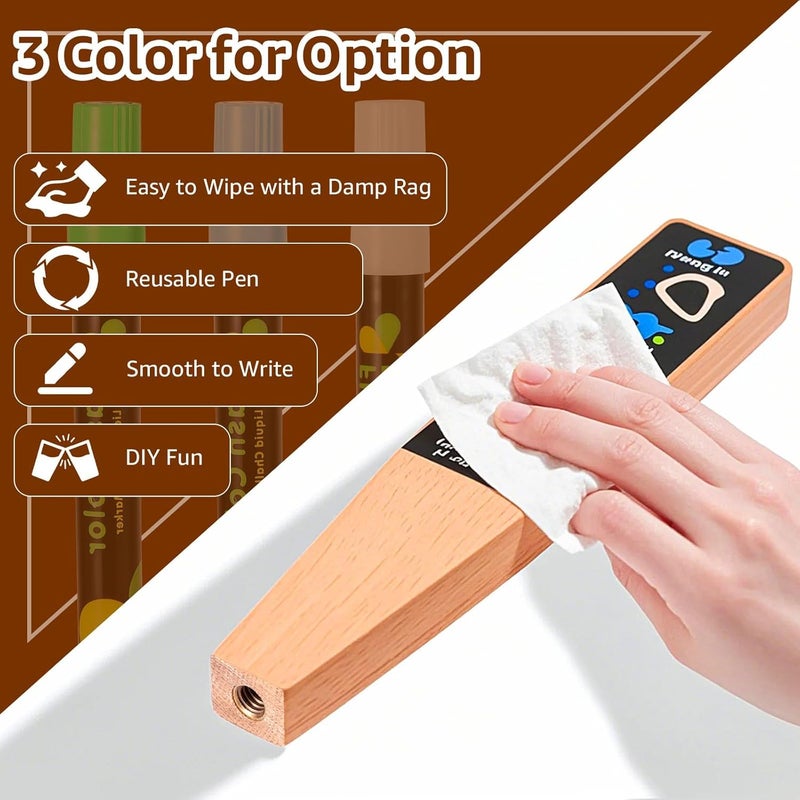 WELLBOM 2PCS Wood Beer Tap Handle Keg Handle 3/8"-16 UNC thread Keg Tap Handle Beech Tap Handles for Kegerator Beer Faucet with 3PCS Pen - Image 4