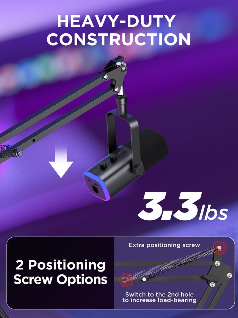 InnoGear Mic Stand for Blue Yeti, Heavy Duty Microphone Stand with Microphone Windscreen and Dual Layered Mic Pop Filter Suspension Boom Scissor Arm Stands for Blue Spark and Other Mics, Medium - Image 2