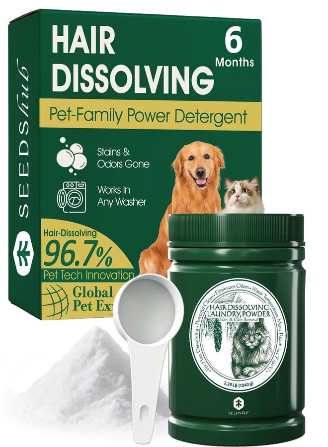Seedshub Pet Hair Remover for Laundry - Dog & Cat, 96.7% Hair Dissolution, Detergent + Stain Remover, 6-Month Supply, HE/Top/Front-Load Compatible, Removes Residue & Odors, Septic Safe - Image 1