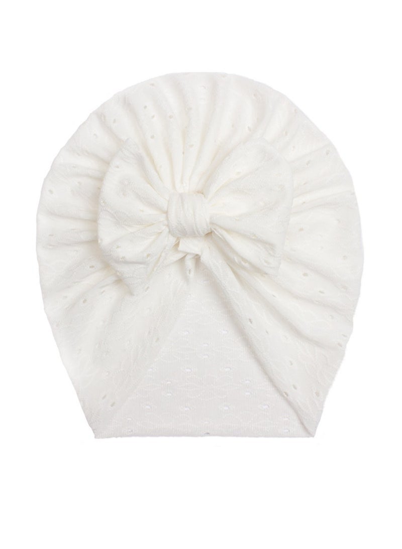 6 Pcs Big Bow Turban Beanie Caps Mesh Newborn Baby Solid Knot Hats Toddler Turban Bow Cap - Image 2