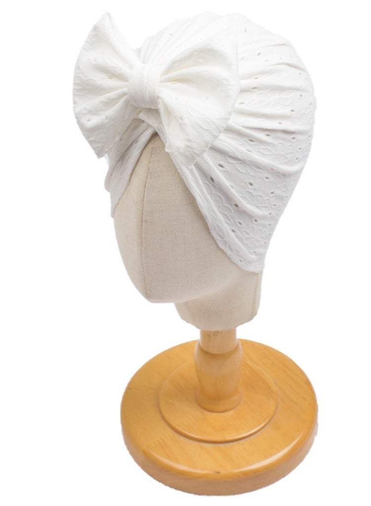 6 Pcs Big Bow Turban Beanie Caps Mesh Newborn Baby Solid Knot Hats Toddler Turban Bow Cap - Image 3