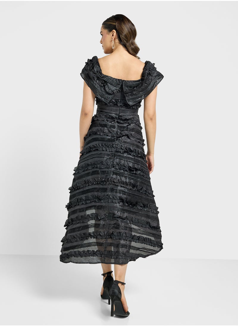 Just Me - Off The Shoulder High Low Dress - Image 1