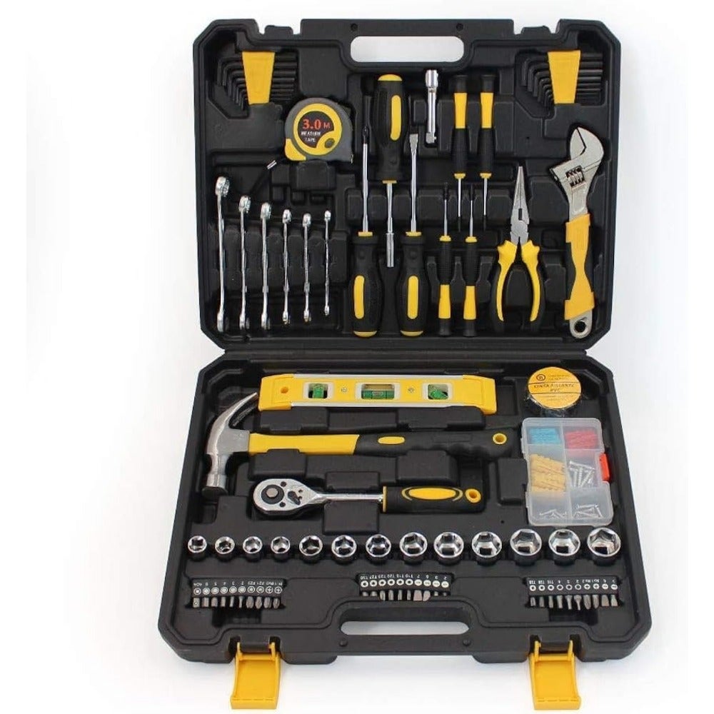 Small Household Mechanic Tool Set - 108 Piece Tool Box Set, Basic Home Tool Kit, Car Tool Set, Mechanic Hand Tool Kit, Tool Kit for Home