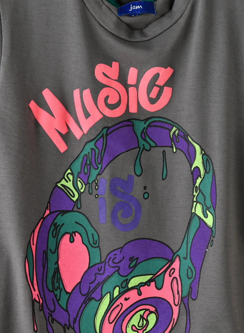 JAM Boys Grey Music Graphic T-Shirt