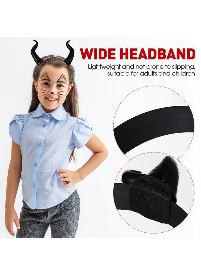 minkissy Halloween Horn Headband Cosplay OX Bull Animal Hair Hoop for Masquerade Party Festival Photo Props Headpiece (Black) - Image 5