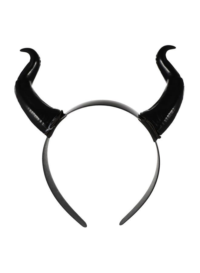 minkissy Halloween Horn Headband Cosplay OX Bull Animal Hair Hoop for Masquerade Party Festival Photo Props Headpiece (Black) - Image 1