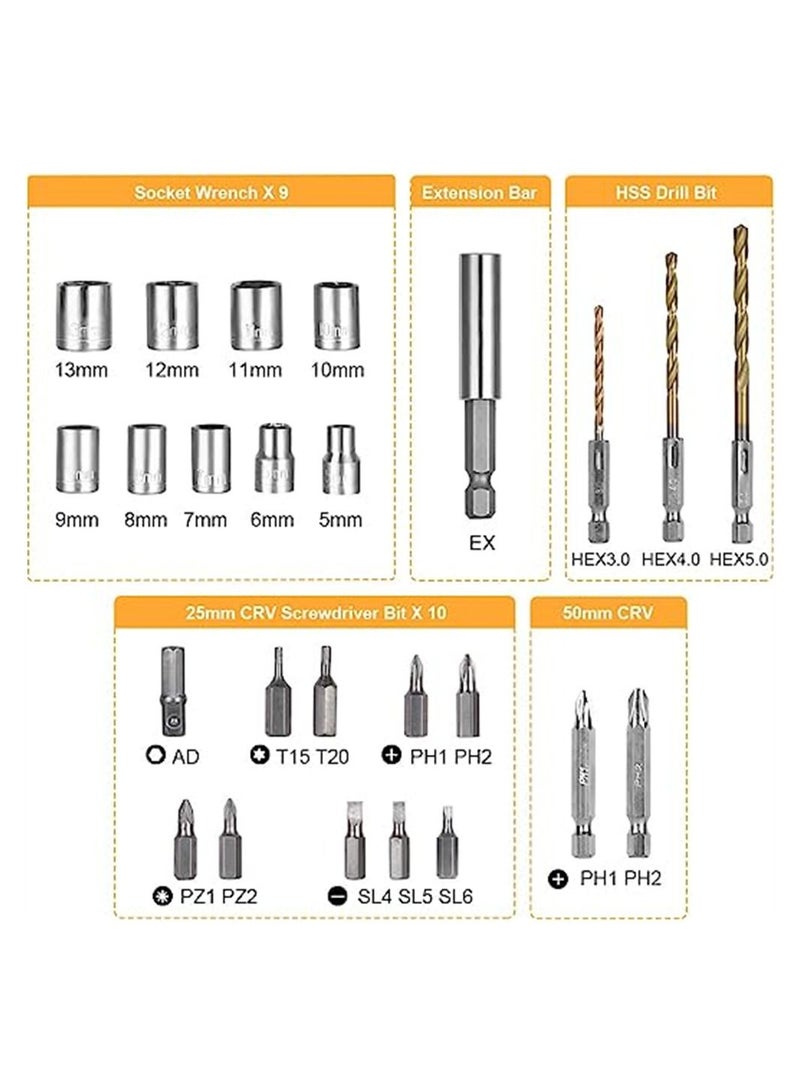 Y&D Electric Screwdriver Cordless 3N·m Max Torque Kit with 47 Accessories 3.6V USB Cable LED Light for Home Office DIY  - Image 3