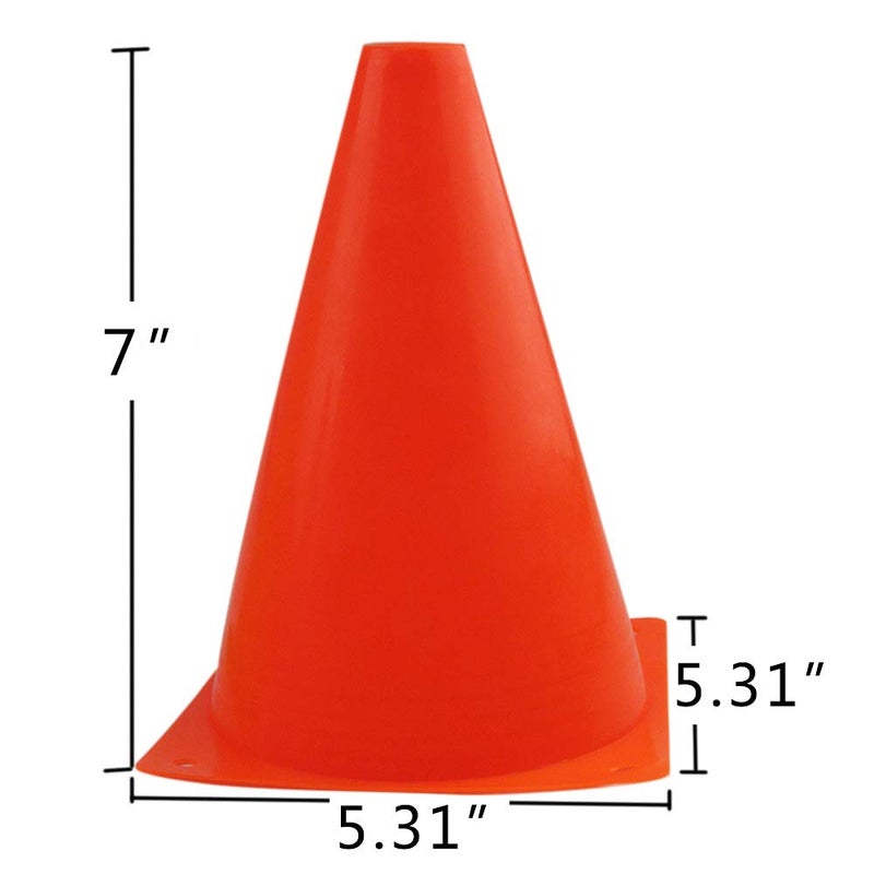 Mirepty 7 Inch Plastic Traffic Cones Sport Training Agility Marker Cone for Soccer, Skating, Football, Basketball, Indoor and Outdoor Games (Orange, 12 Pack) - Image 2