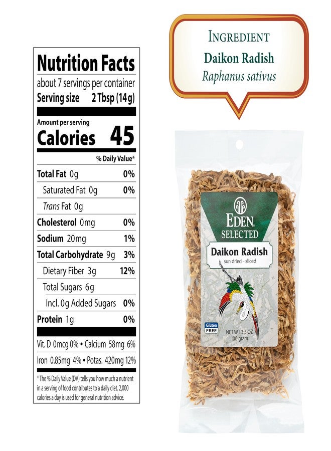 Eden Daikon Radish, Sun Dried and Finely Sliced, Traditionally Made in Japan, 3.5 oz - Image 2