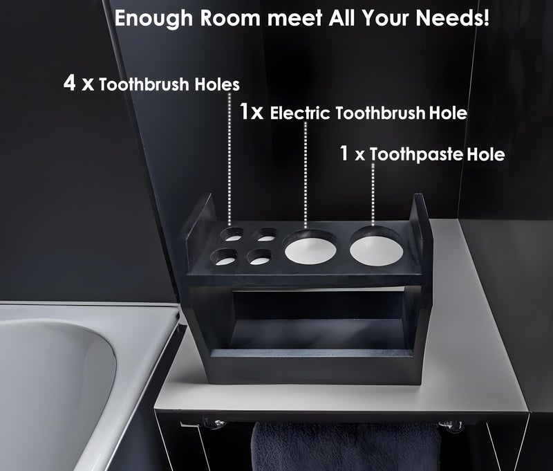 TOSOENPHY Halloween Gothic Bathroom Decor - Spooky Goth Coffin Toothbrush Holder Sides Wide Open Quick Dry, Roomy Space, Horror Bats Skull Design - Image 2