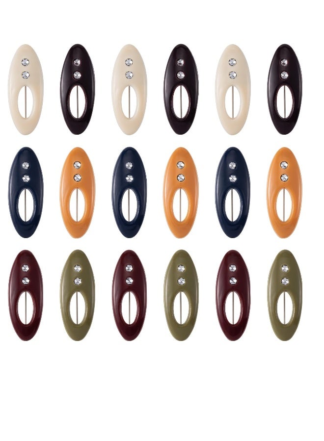Fashion Hijab Pins, 18 Pcs 6 Color Assorted Scarf Safety Pins, Brooch Pins Scarf Pins Clips Safety Locking, Baby Cloth Nappy Pin for Women Muslim Scarf Clothing, Hollow Mixed Color with Rhinestone - Image 1