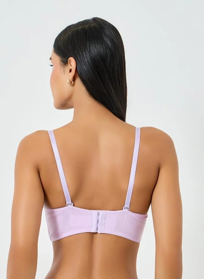 Take Two Lilac Solid Longline Padded Wired Bra