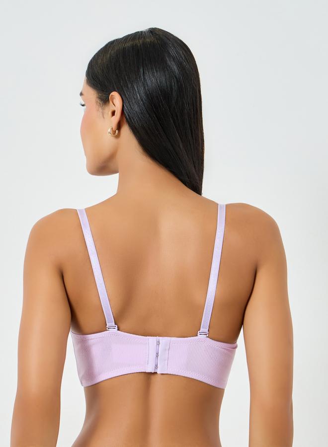 Take Two Lilac Solid Longline Padded Wired Bra - Image 4