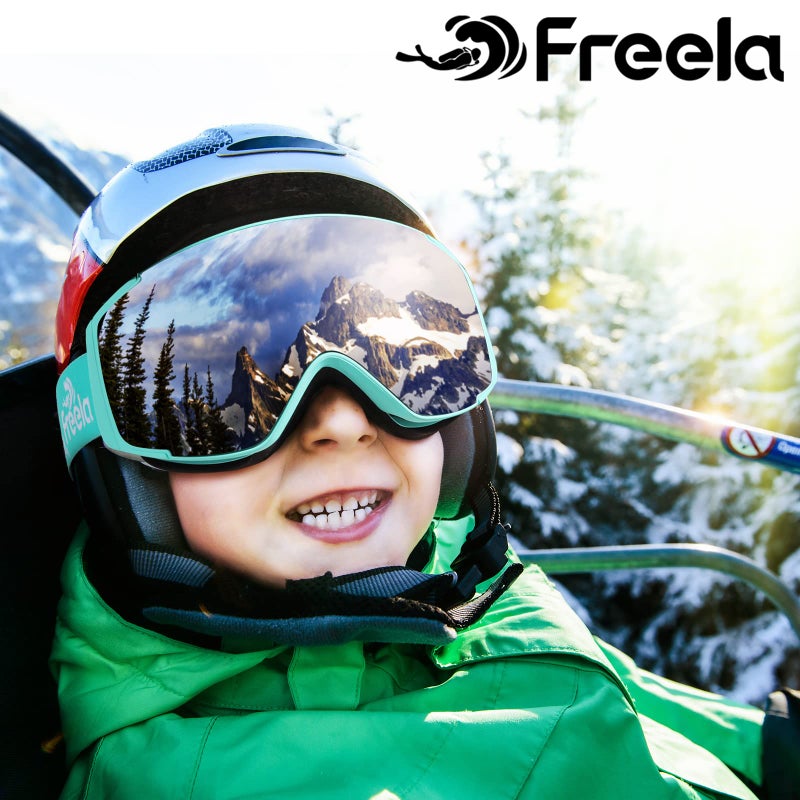 Freela Ski Goggles Snowboard Snow Skiing Snowboarding Equipment Winter Snow Sport Glasses Goggles Anti-fog UV Protection Mirror Clear Goggles for Toddler Kids Girl Boy Youth Snowmobile Snowboard Gear - Image 2