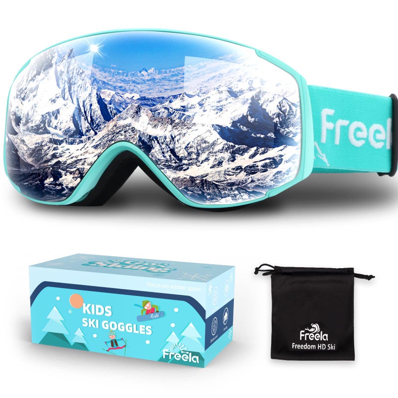 Freela Ski Goggles Snowboard Snow Skiing Snowboarding Equipment Winter Snow Sport Glasses Goggles Anti-fog UV Protection Mirror Clear Goggles for Toddler Kids Girl Boy Youth Snowmobile Snowboard Gear - Image 1