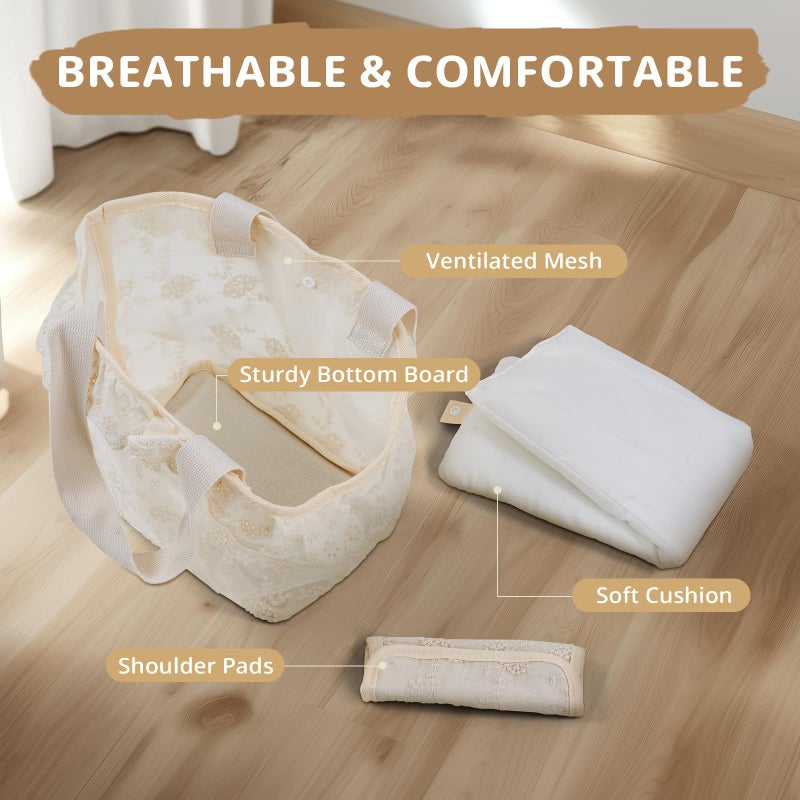 ONECUTE Dog Carrier for Small Dogs Rabbit cat with Lace Design, Cotton Bag, Dog Carrier Soft Sided, Collapsible Travel Puppy Carrier (Beige, 13" L x 6.7" W x 10.6" H) - Image 4