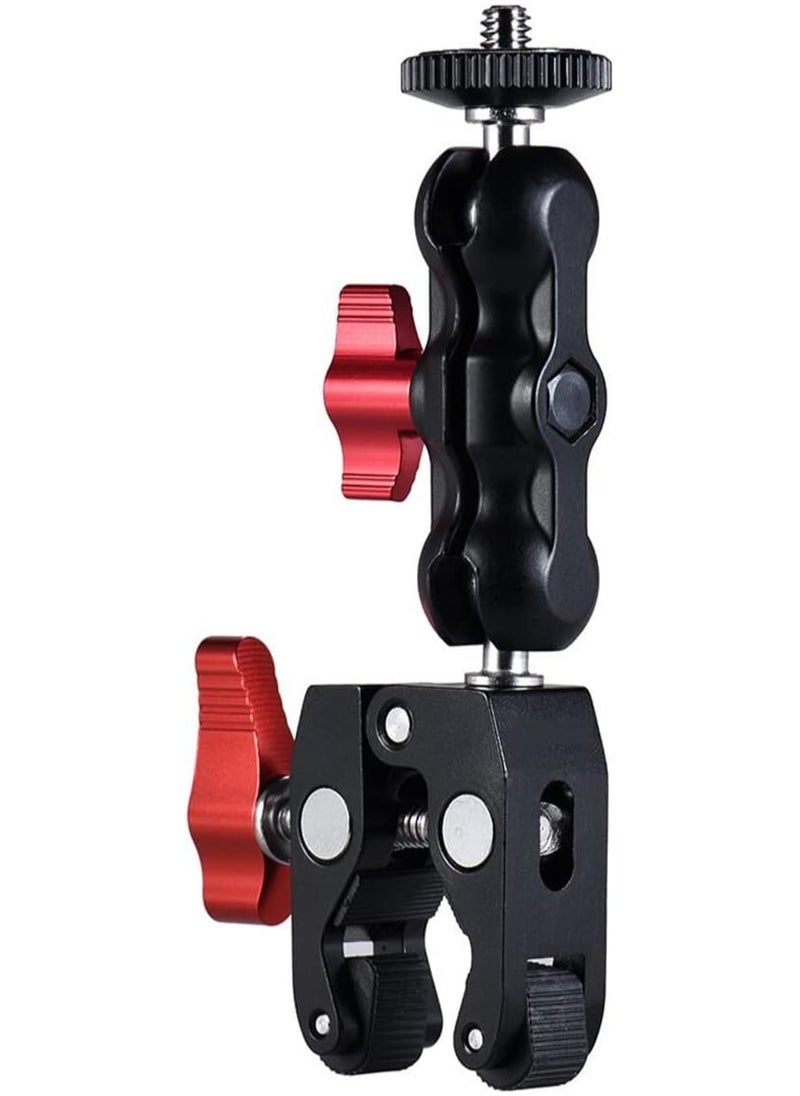 VKL Super Clamp Mount w/Mini Ball Head Mount Hot Shoe Adapter with 1/4 Screw for LCD Field Monitor/LED Lights/Flash/Microphone/compatible with Gopro/DJI Action 2/Insta360 (D)  - Image 1