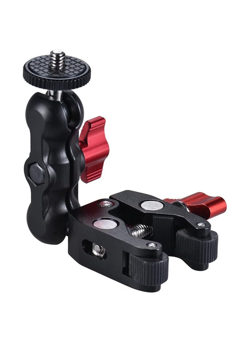 VKL Super Clamp Mount w/Mini Ball Head Mount Hot Shoe Adapter with 1/4 Screw for LCD Field Monitor/LED Lights/Flash/Microphone/compatible with Gopro/DJI Action 2/Insta360 (D)  - Image 2