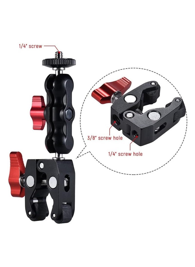 VKL Super Clamp Mount w/Mini Ball Head Mount Hot Shoe Adapter with 1/4 Screw for LCD Field Monitor/LED Lights/Flash/Microphone/compatible with Gopro/DJI Action 2/Insta360 (D)  - Image 3