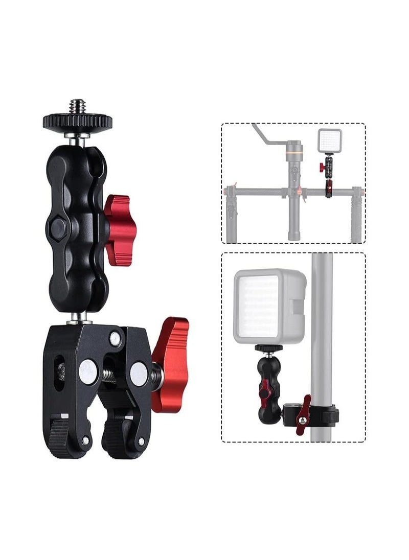 VKL Super Clamp Mount w/Mini Ball Head Mount Hot Shoe Adapter with 1/4 Screw for LCD Field Monitor/LED Lights/Flash/Microphone/compatible with Gopro/DJI Action 2/Insta360 (D)  - Image 4