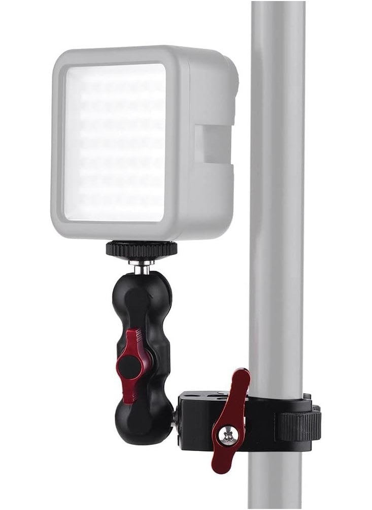VKL Super Clamp Mount w/Mini Ball Head Mount Hot Shoe Adapter with 1/4 Screw for LCD Field Monitor/LED Lights/Flash/Microphone/compatible with Gopro/DJI Action 2/Insta360 (D)  - Image 5