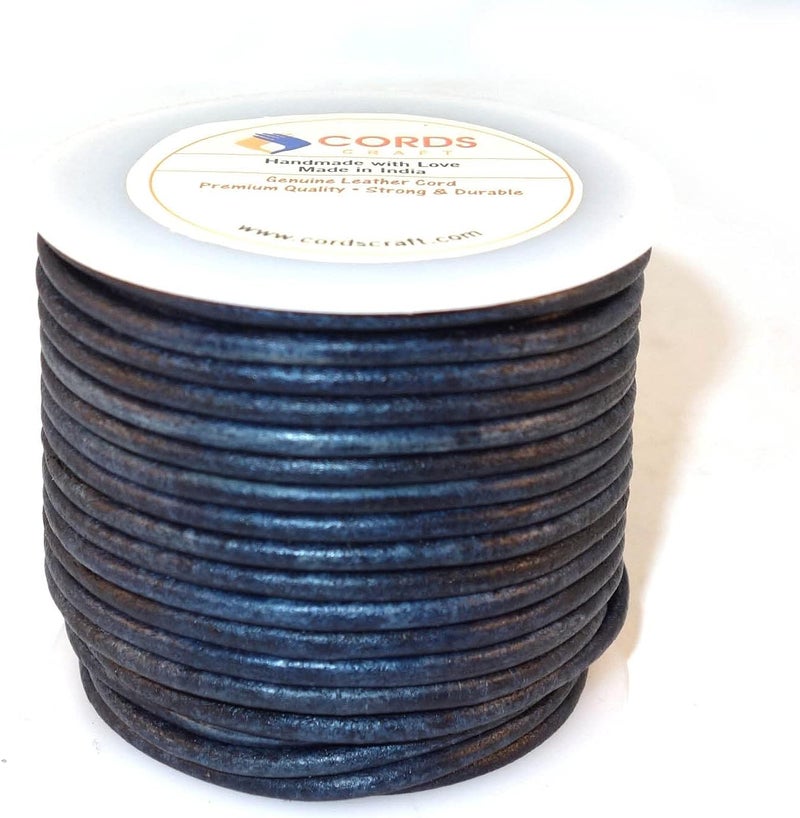 cords craft 1mm Leather Cord Thin Necklace for Jewelry Making, Crafts, Pendant, Bracelet, String Cording for DIY Projects Vintage Color, Roll of 21.87 Yards, Vintage Navy - Image 3