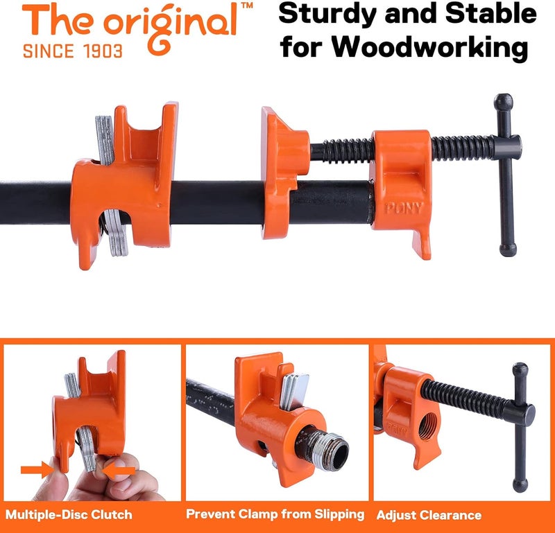 PONY 1/2 Inch Pipe Clamps for Woodworking, 2-Pack - Image 4