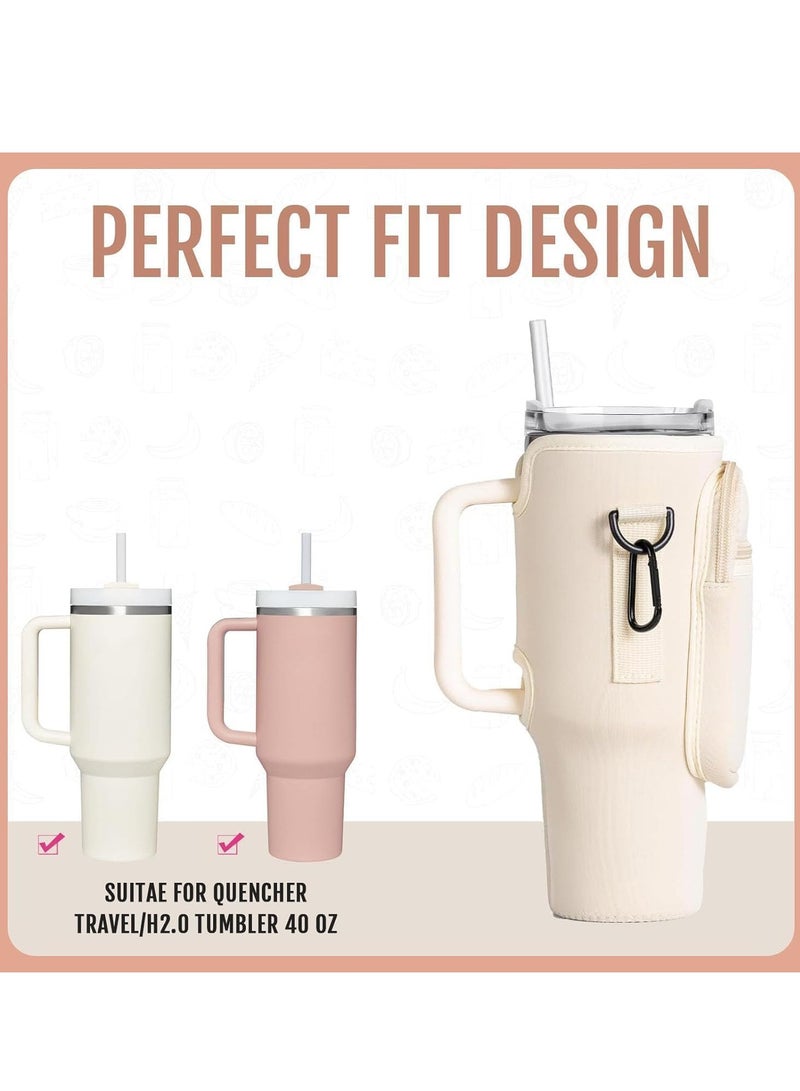 EVEREEN Water Bottle Carrier Bag for Stanley 40oz Tumbler, Water Bottle Holder with Pouch, Adjustable Strap and Sleeves for Accessories,Stanley Cup Accessorie  - Image 4