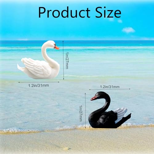TTFdacai 30PCS Miniature Swan Resin Figurine Miniature White and Black Swan Figurines Fairy Garden Accessories for mini moss landscaping, cake decorating, DIY crafts, collectible gifts, home decoration - Image 2