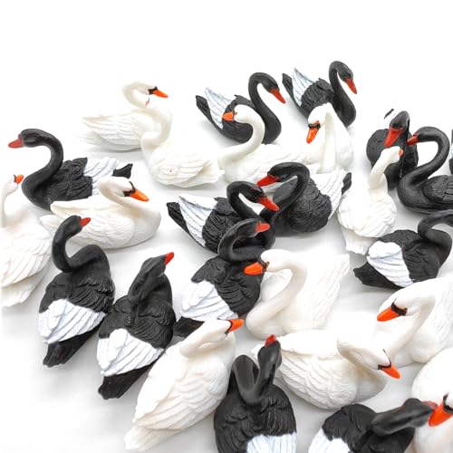 TTFdacai 30PCS Miniature Swan Resin Figurine Miniature White and Black Swan Figurines Fairy Garden Accessories for mini moss landscaping, cake decorating, DIY crafts, collectible gifts, home decoration - Image 3