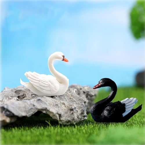 TTFdacai 30PCS Miniature Swan Resin Figurine Miniature White and Black Swan Figurines Fairy Garden Accessories for mini moss landscaping, cake decorating, DIY crafts, collectible gifts, home decoration - Image 5