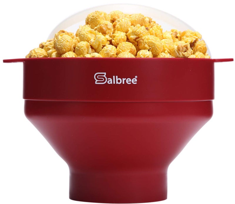 The Original Salbree Collapsible Silicone Microwave Popcorn Popper Maker Machine Microwavable Bowl Holds 16 Cups Uses Hot Air and Oil Always Optional  The Most Colors Available Ruby Red