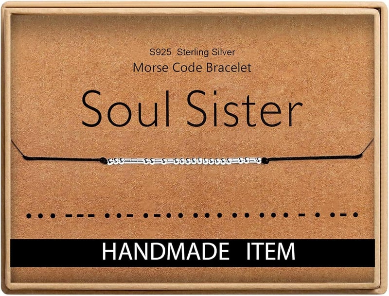 Monily Inspirational Gifts for Women Morse Code Bracelets for Women Funny Bracelet for Friend Funny Gift for Women Sterling Silver Bracelet for Women - Image 1