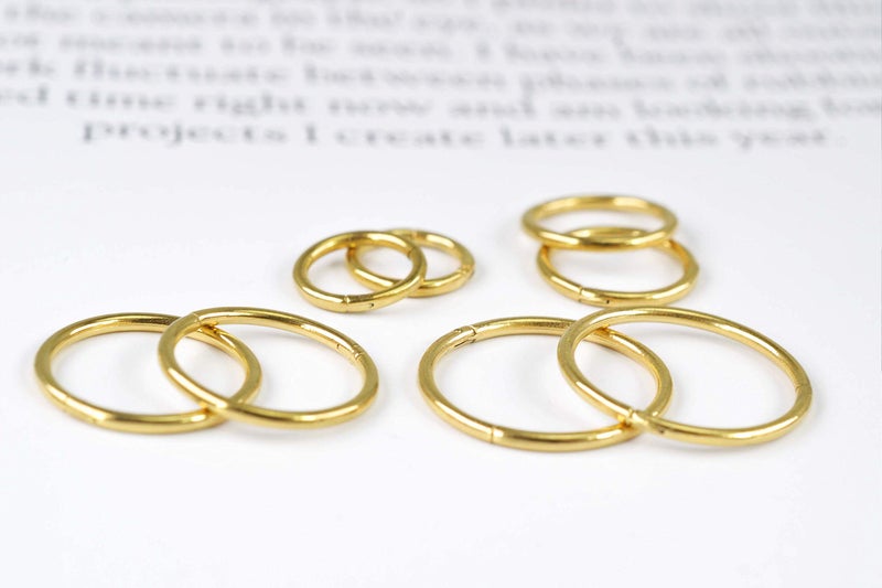 HQLA 4Pairs 18G Surgical Steel Hinged Clicker Segment Nose Rings Hoop Helix Cartilage Daith Tragus Sleeper Earrings Body Piercing for Women Men (18G - Gold - (6mm-12mm) - 4Pairs) - Image 5