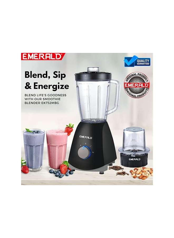 Emerald Masterblender Duo 1.5 Litre Blender & 250 Gms Dry Grinder, 700 Watts, EK731MBG. (Glass) - Image 2