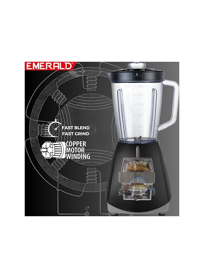 Emerald Masterblender Duo 1.5 Litre Blender & 250 Gms Dry Grinder, 700 Watts, EK731MBG. (Glass) - Image 5