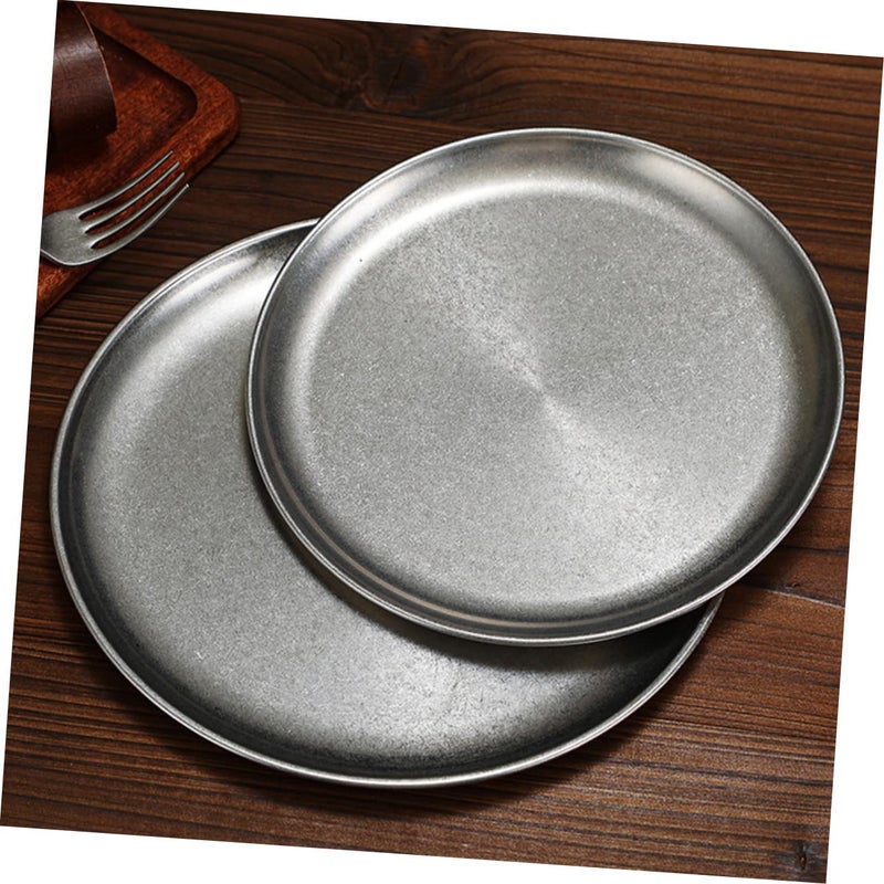Stainless Steel Round Serving Tray For Snacks Desserts Fruits Meat Stable Flat Bottom - Image 3