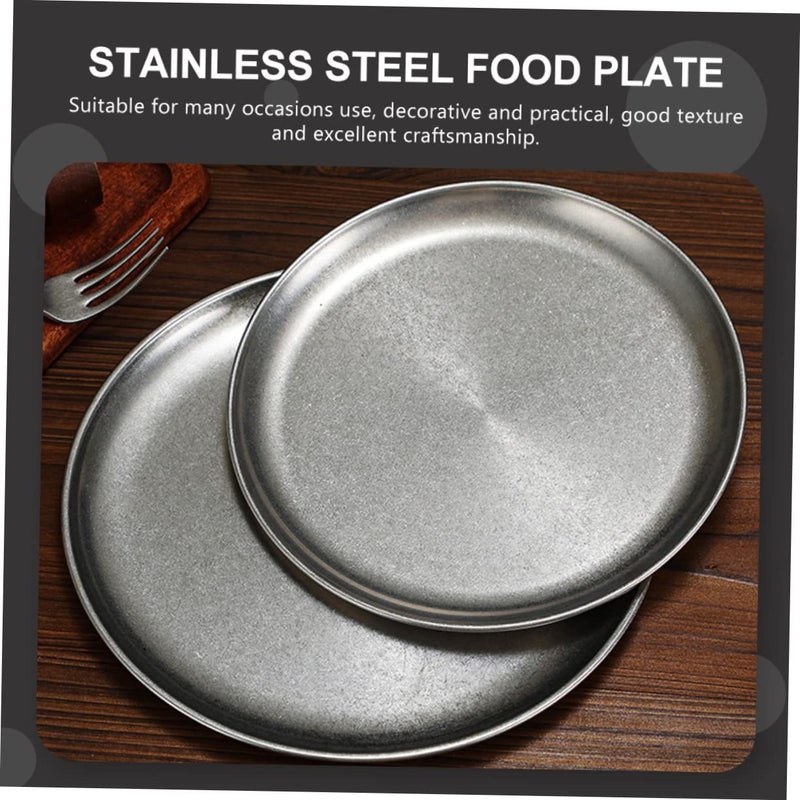 Stainless Steel Round Serving Tray For Snacks Desserts Fruits Meat Stable Flat Bottom - Image 5